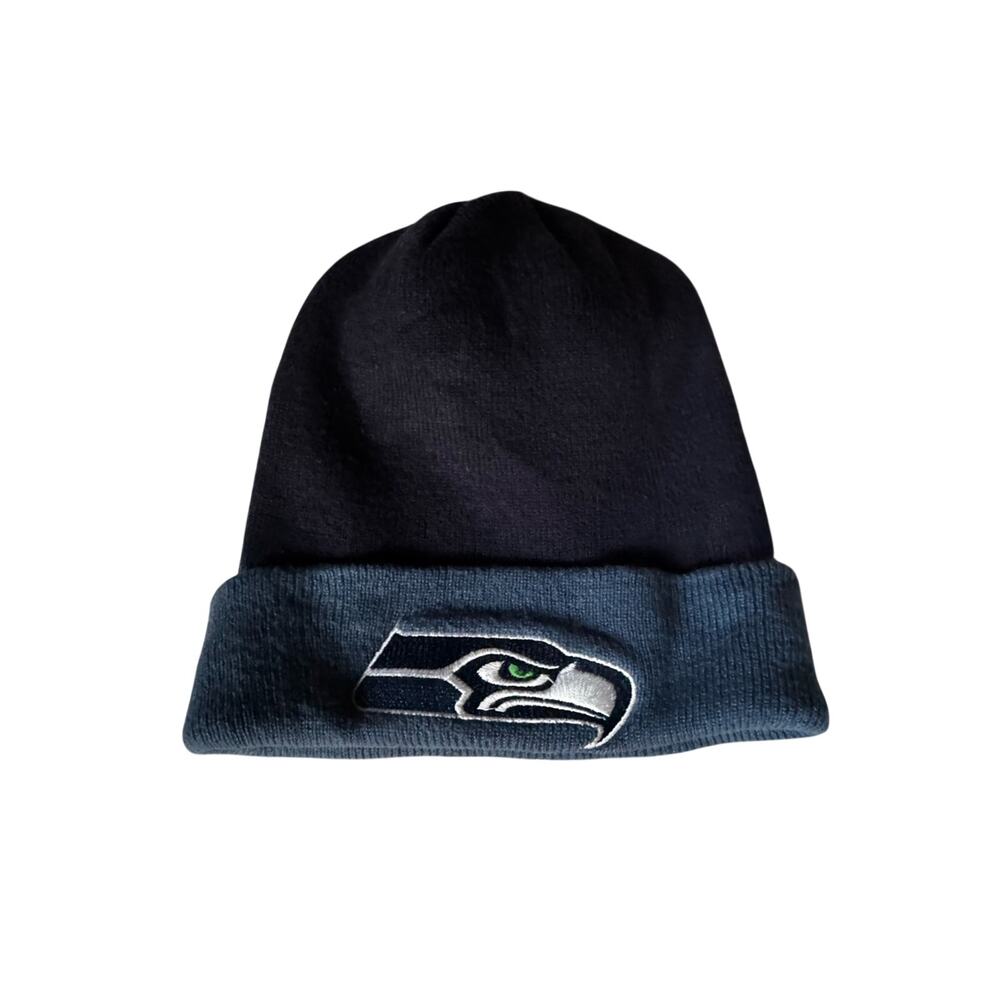 Seattle Seahawks Navy Embroidered NFL Knit Beanie Hat
